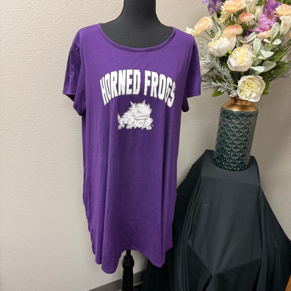 TCU Horned Frogs Purple Graphic Tee Dress Gameday Couture XL Casual Fanwear